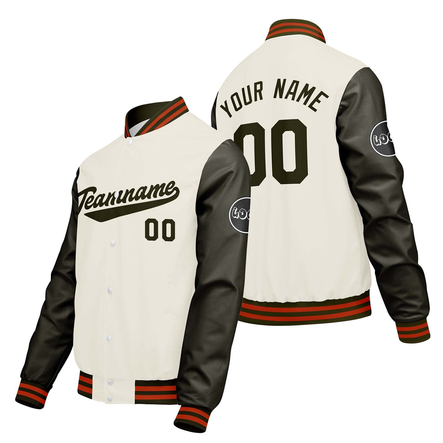 Custom Cream White Green Varsity Jackets for Men Women Youth Personalized Letterman Jackets