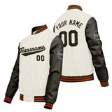 Custom Cream White Green Varsity Jackets for Men Women Youth Personalized Letterman Jackets