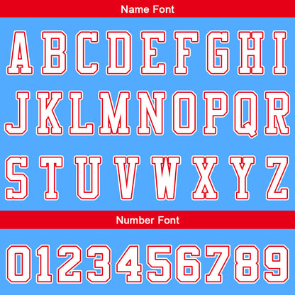 Custom Gradient Lighe Blue Red Reversible Basketball Suit for Adults and Kids Personalized Jersey
