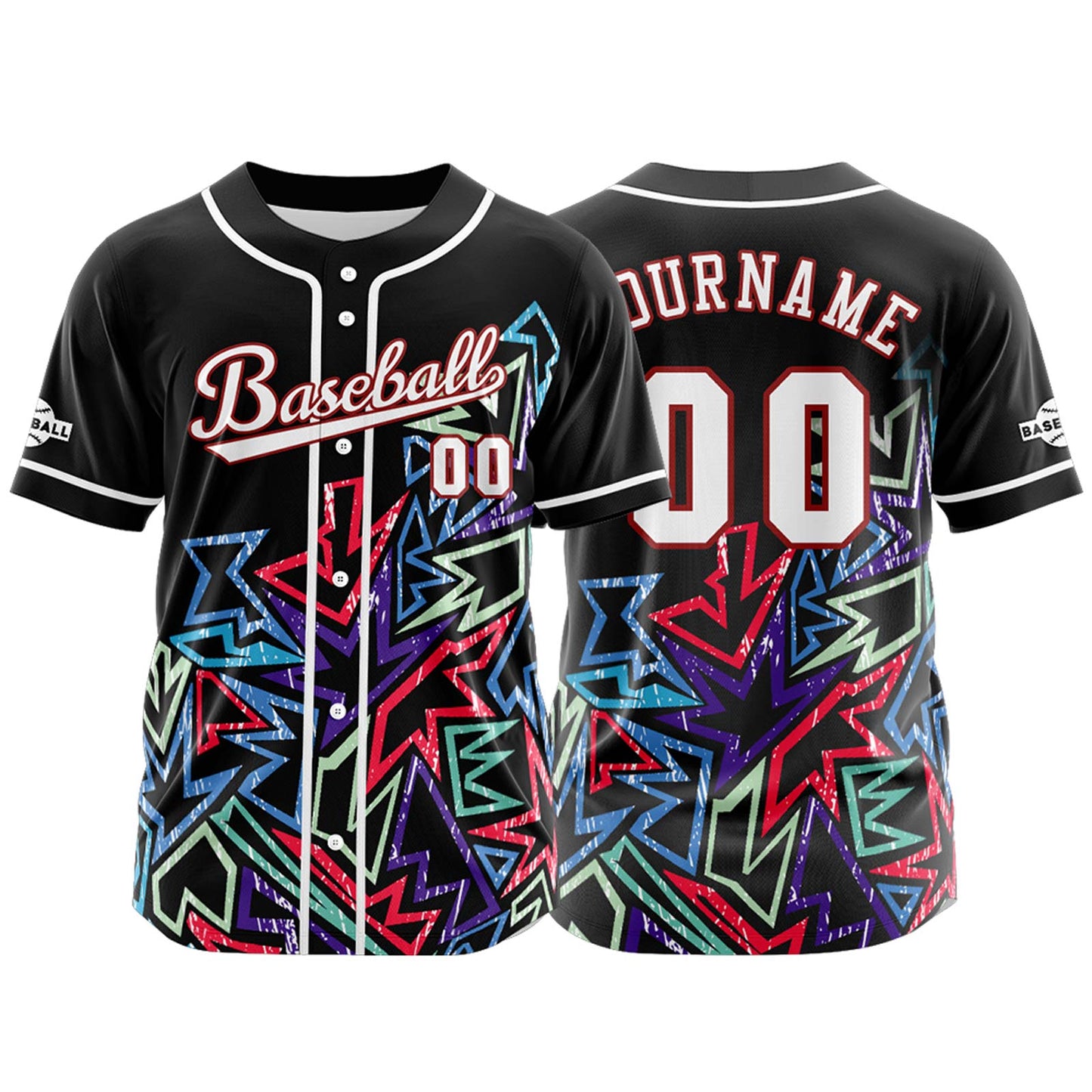 Custom Black Red Button Down Baseball Jersey for Men Women Adult Youth Print Name Number Logo