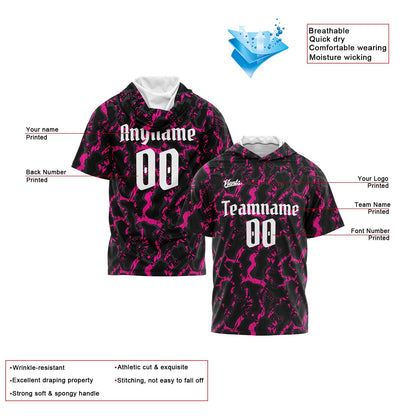Custom Black Pink Short Sleeve Hoodies for Men Women Shirts with Hoods Printed Name Logo