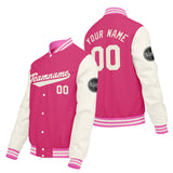 Custom Pink Cream White Varsity Jackets for Men Women Youth Personalized Letterman Jackets