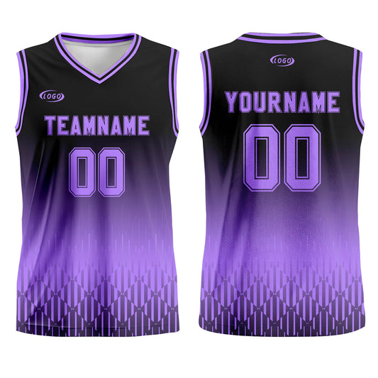 Custom Black Purple Gradient Basketball Jersey Uniform Suit Printed Your Logo Name Number
