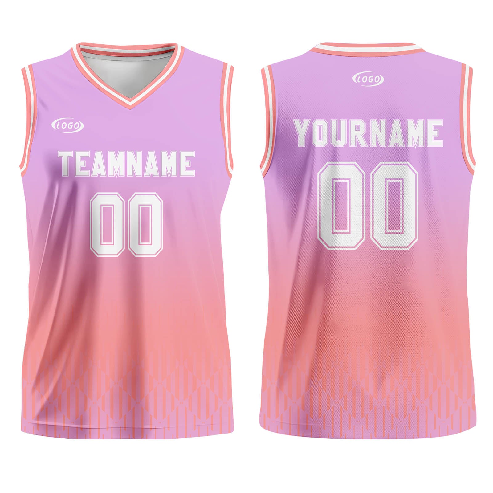 Custom Purple Pink White Gradient Basketball Jersey Uniform Suit Printed Your Logo Name Number
