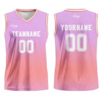 Custom Purple Pink White Gradient Basketball Jersey Uniform Suit Printed Your Logo Name Number