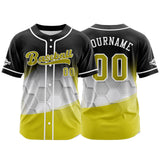 Custom Black Yellow Button Down Baseball Jersey for Men Women Adult Youth Print Name Number Logo
