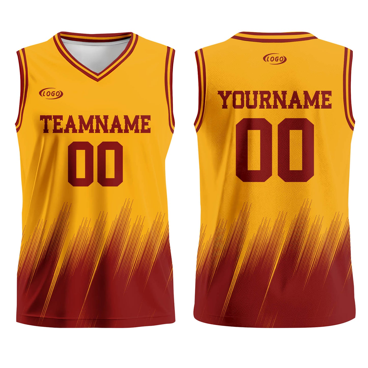 Custom Yellow Red Basketball Jersey Uniform Suit Printed Your Logo Name Number