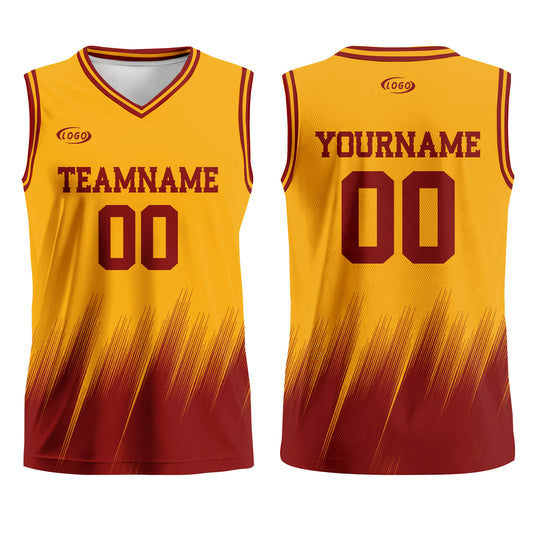 Custom Yellow Red Basketball Jersey Uniform Suit Printed Your Logo Name Number