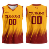 Custom Yellow Red Basketball Jersey Uniform Suit Printed Your Logo Name Number