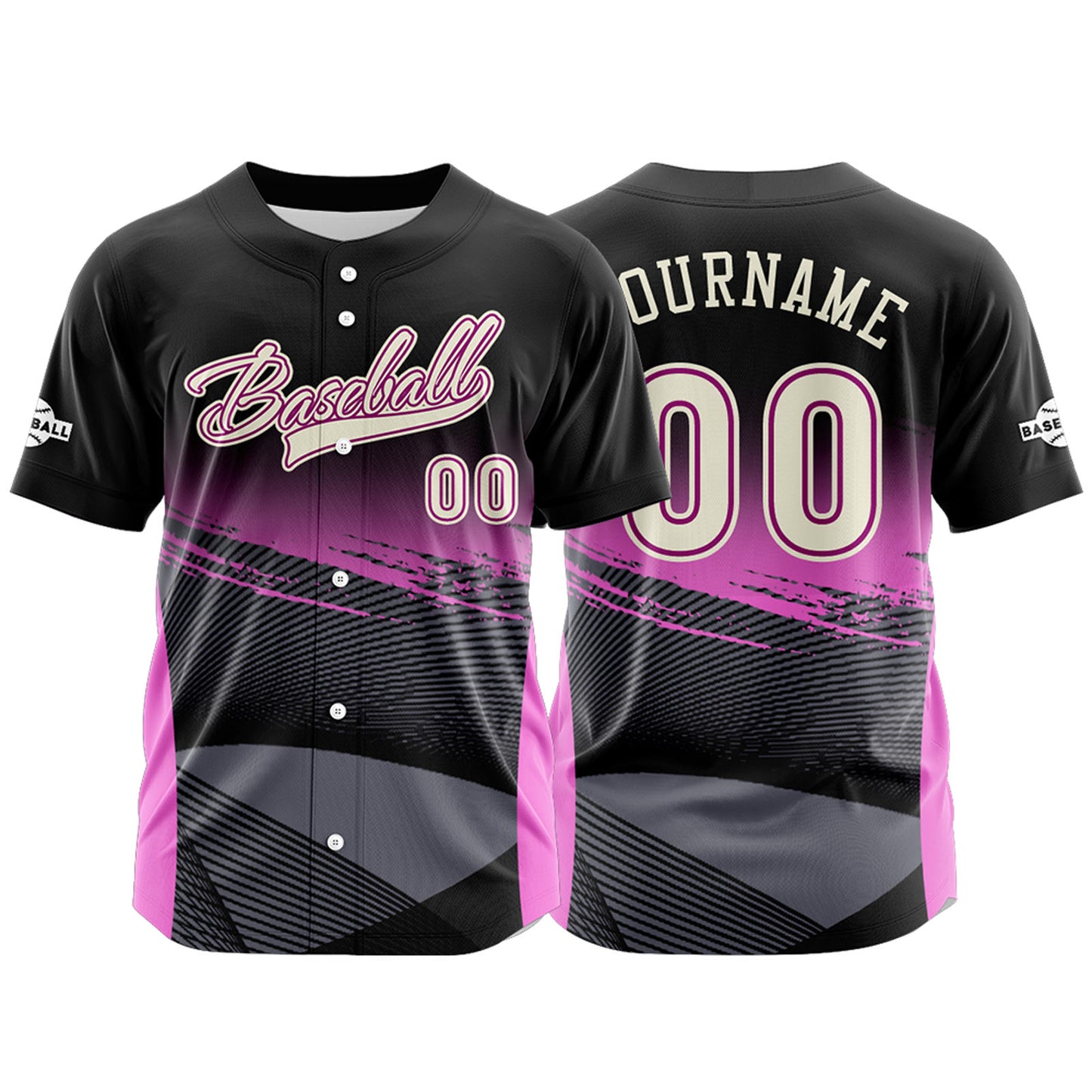 Custom Pink Button Down Baseball Jersey for Men Women Adult Youth Print Name Number Logo