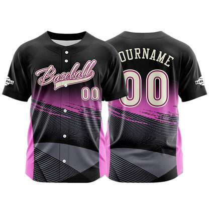 Custom Pink Button Down Baseball Jersey for Men Women Adult Youth Print Name Number Logo
