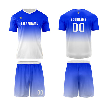 Custom Blue White Uniform Jersey Kids Adults Personalized Set Jersey Shirt