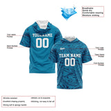 Custom Aqua Navy Short Sleeve Hoodies for Men Women Shirts with Hoods Printed Name Logo