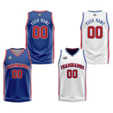 Custom Royal White Red Reversible Basketball Suit for Adults and Kids Personalized Jersey