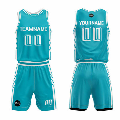 Custom Cyan Basketball Jersey Uniform Suit Printed Your Logo Name Number