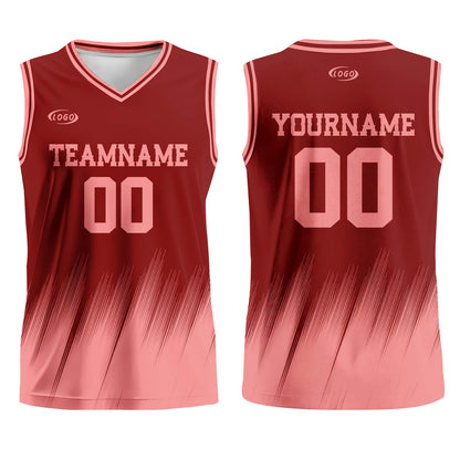 Custom Red Pink Basketball Jersey Uniform Suit Printed Your Logo Name Number