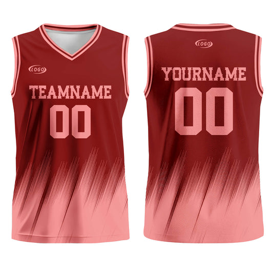 Custom Red Pink Basketball Jersey Uniform Suit Printed Your Logo Name Number