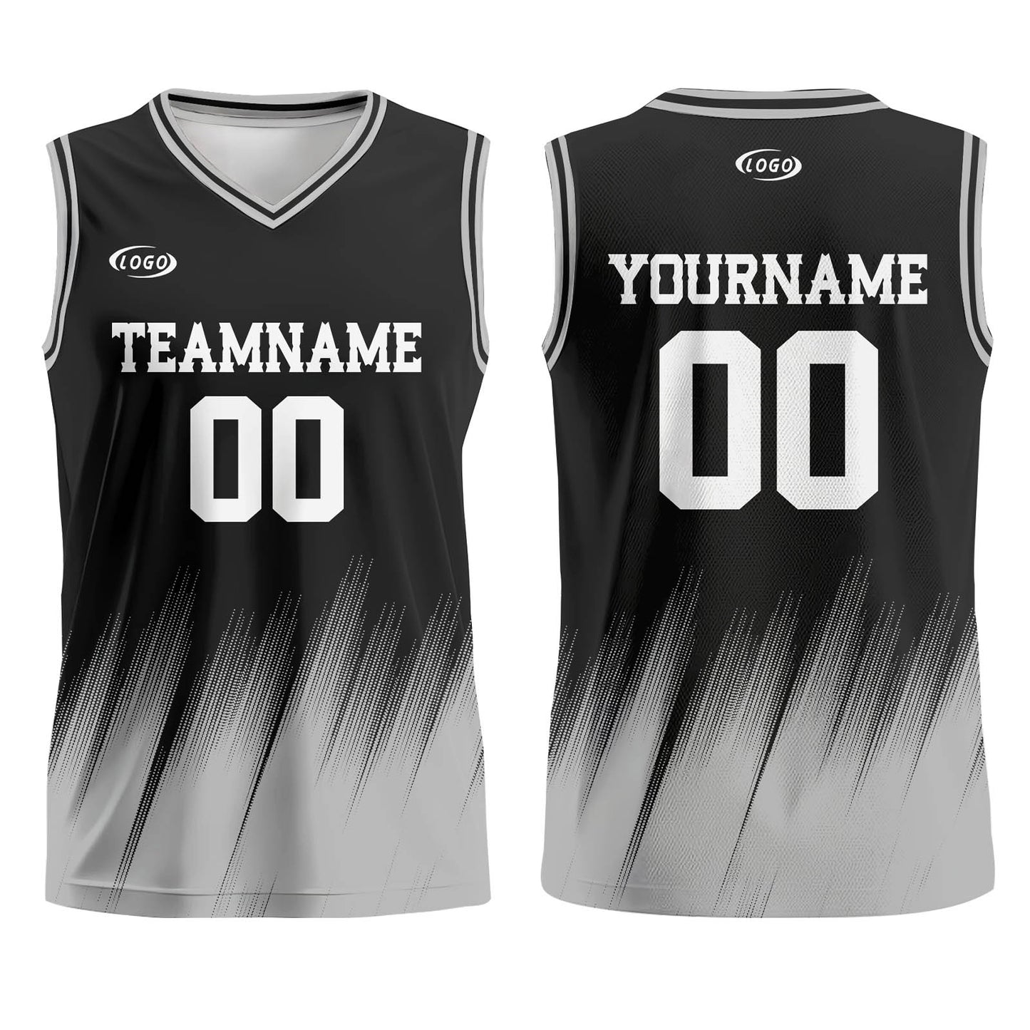 Custom Black Gray White Basketball Jersey Uniform Suit Printed Your Logo Name Number