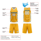 Custom Yellow White Reversible Basketball Jersey Uniform Suit Printed Your Logo Name Number
