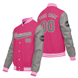 Custom Light Gray Pink Varsity Jackets for Men Women Youth Personalized Letterman Jackets