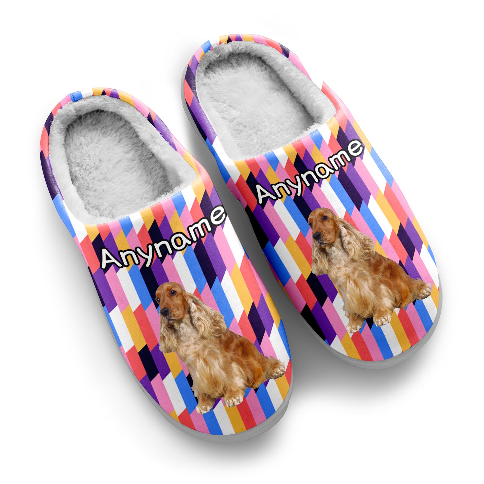 Custom Your Own Personalized Cotton Slippers for Dog Cat Lover Add Any Text Photoes Pink&Purple