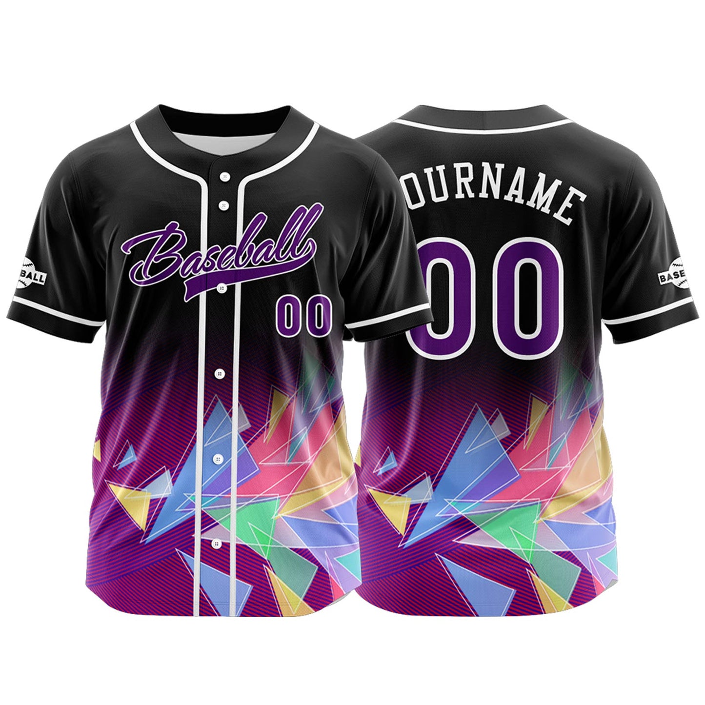 Custom Black Purple Button Down Baseball Jersey for Men Women Adult Youth Print Name Number Logo