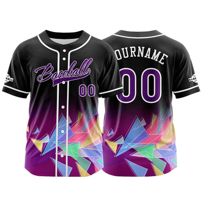 Custom Black Purple Button Down Baseball Jersey for Men Women Adult Youth Print Name Number Logo