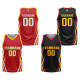 Custom Red Black Reversible Basketball Jersey Uniform Suit Printed Your Logo Name Number