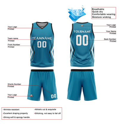Custom Blue Black Reversible Basketball Jersey Uniform Suit Printed Your Logo Name Number