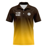 Custom Brown Yellow Football Polo Shirts  Add Your Unique Logo/Name/Number