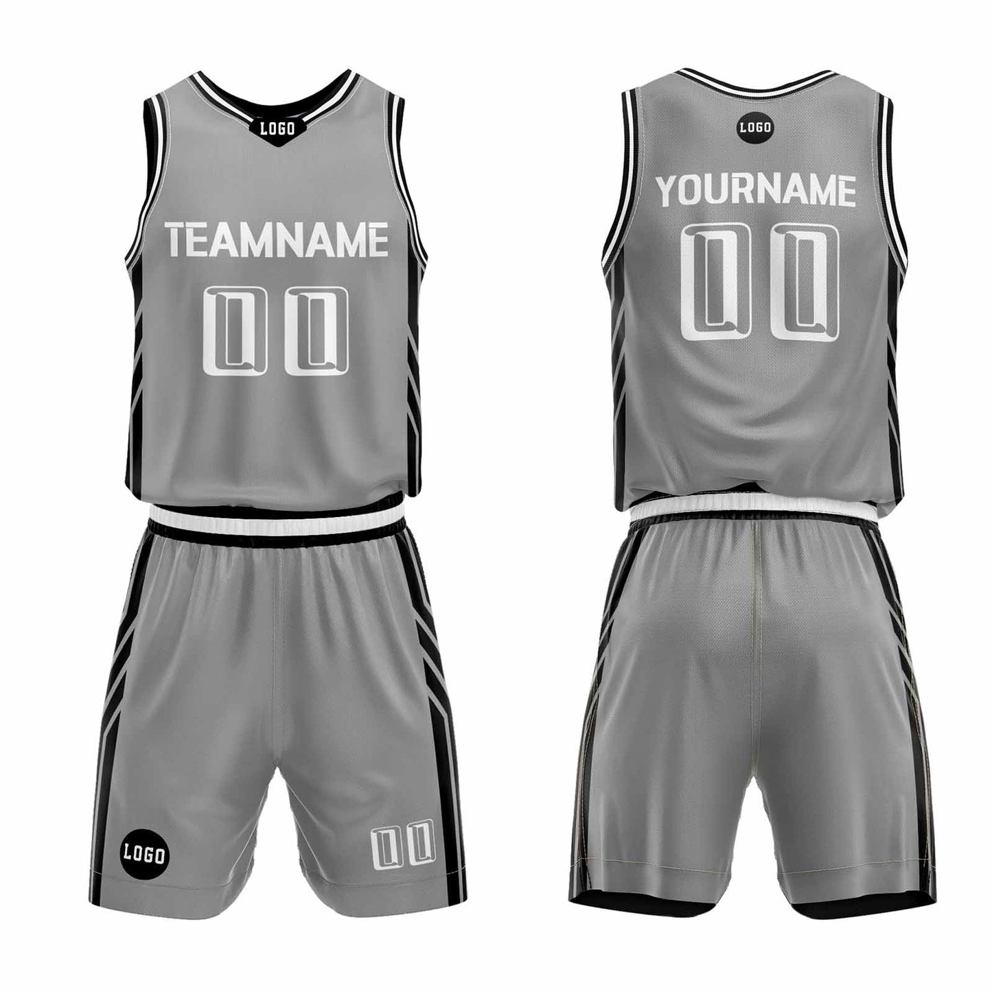 Custom Gray Basketball Jersey Uniform Suit Printed Your Logo Name Number