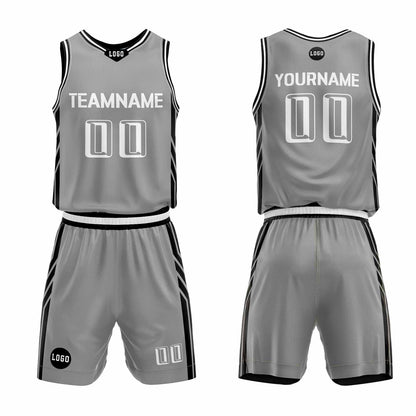 Custom Gray Basketball Jersey Uniform Suit Printed Your Logo Name Number