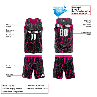Custom Reversible Basketball Suit for Adults and Kids Personalized Jersey Black&Pink
