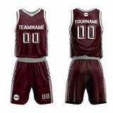Custom Dark Red Gray Basketball Jersey Uniform Suit Printed Your Logo Name Number