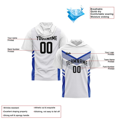 Custom White Blue Short Sleeve Hoodies for Men Women Shirts with Hoods Printed Name Logo