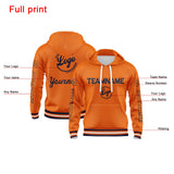 Custom Navy Orange Hoodie Personalized Mens Pullover Hoodie Printed Team Name Number Logo for Women