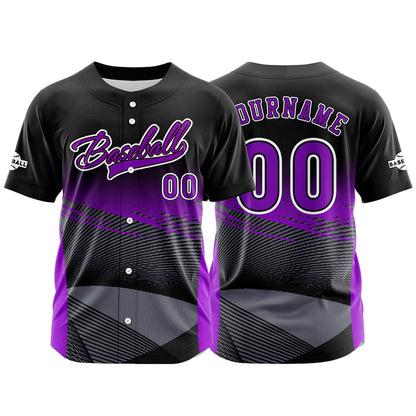 Custom Purple Button Down Baseball Jersey for Men Women Adult Youth Print Name Number Logo