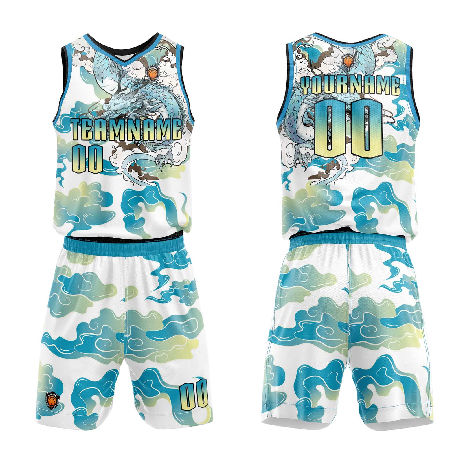 Custom Blue Yellow Basketball Jersey Uniform Suit Printed Your Logo Name Number