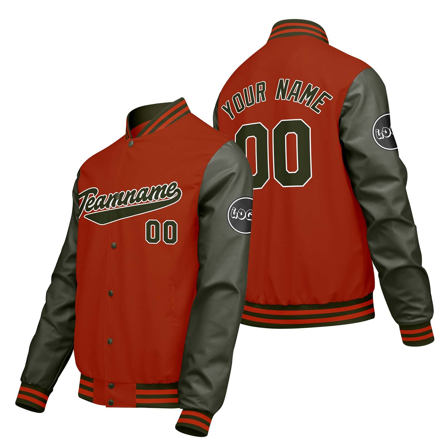 Custom Orange Green Varsity Jackets for Men Women Youth Personalized Letterman Jackets
