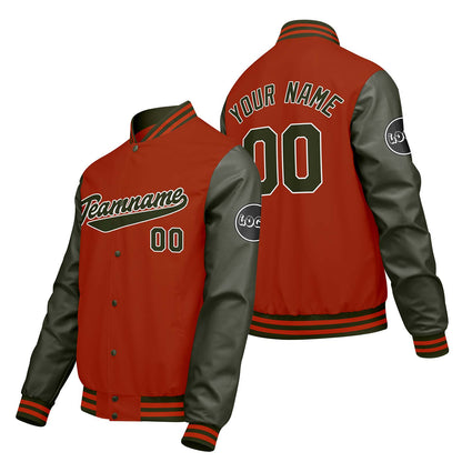 Custom Orange Green Varsity Jackets for Men Women Youth Personalized Letterman Jackets