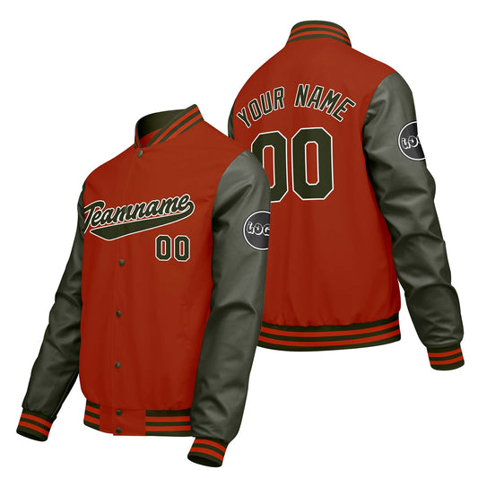 Custom Orange Green Varsity Jackets for Men Women Youth Personalized Letterman Jackets