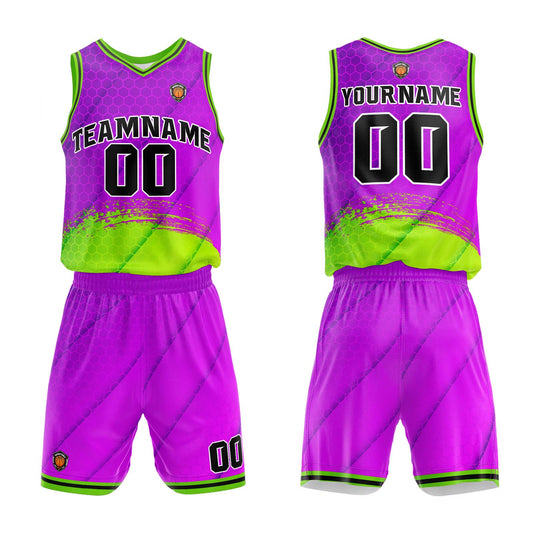 Custom Purple Green Basketball Jersey Uniform Suit Printed Your Logo Name Number