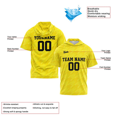 Custom Yellow Short Sleeve Hoodies for Men Women Shirts with Hoods Printed Name Logo
