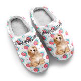 Custom Your Own Personalized Cotton Slippers for Dog Cat Lover Add Any Text Photoes White&Pink&Teal
