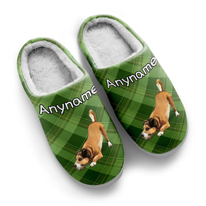 Custom Your Own Personalized Cotton Slippers for Dog Cat Lover Add Any Text Photoes Green Tartan