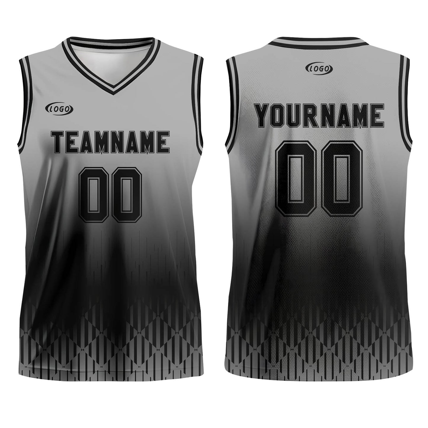 Custom Grey Black Gradient Basketball Jersey Uniform Suit Printed Your Logo Name Number