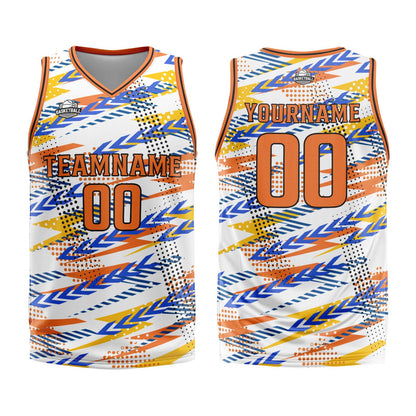 Custom White Orange Basketball Jersey Uniform Suit Printed Your Logo Name Number
