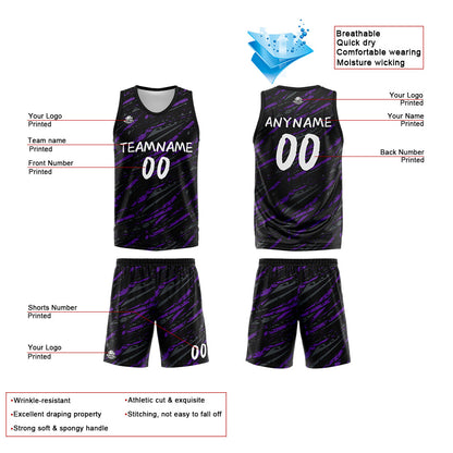 Custom Reversible Basketball Suit for Adults and Kids Personalized Jersey Damage-Purple