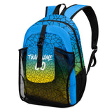 Customize Blue Yellow Sports Backpacks Featuring Personalized Names, Numbers and Logos