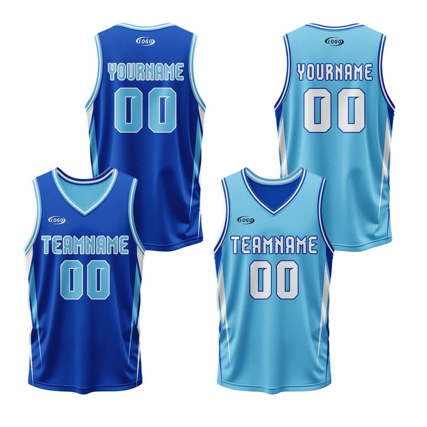 Custom Blue White Reversible Basketball Suit for Adults and Kids Personalized Jersey